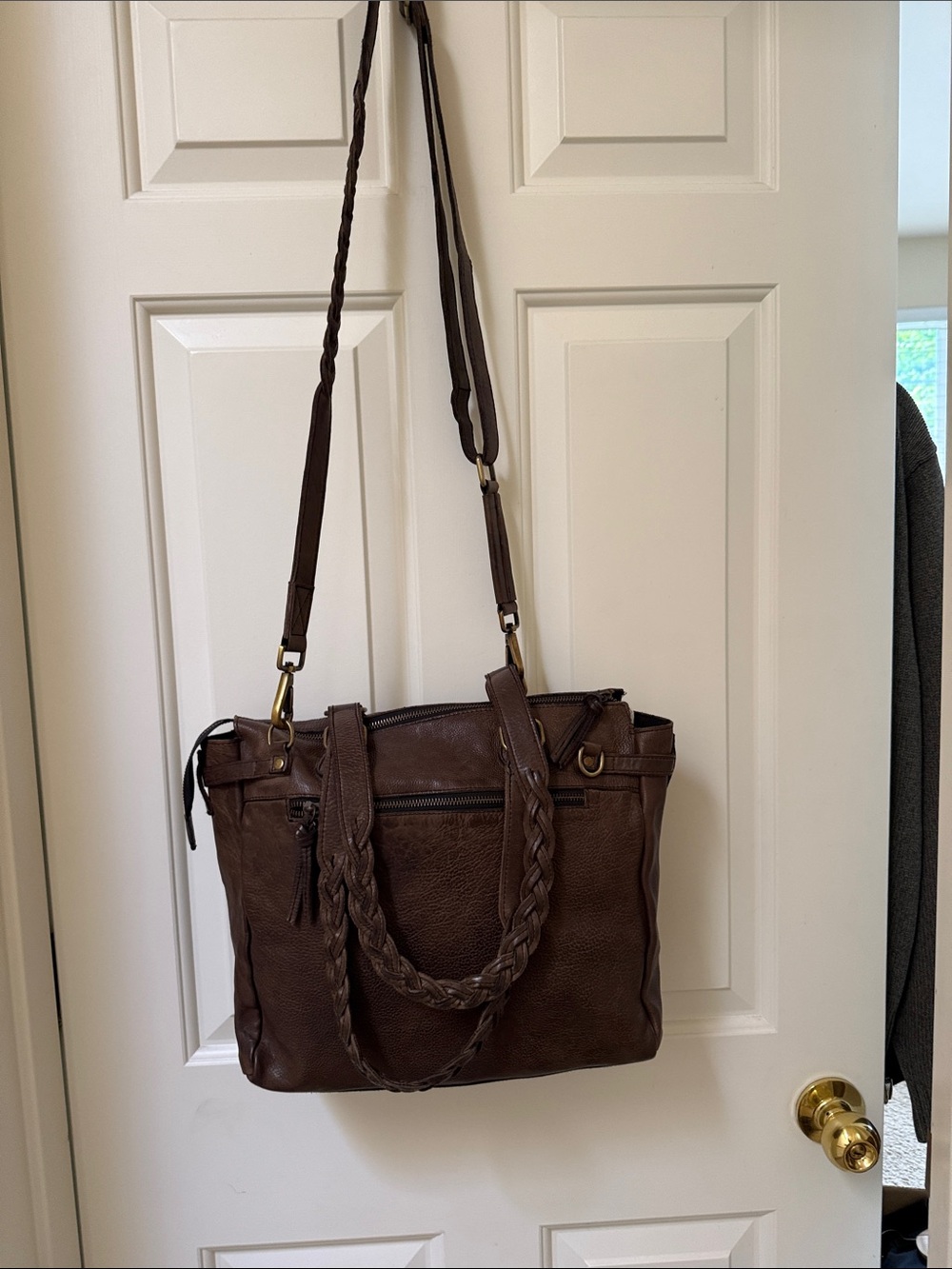Saddler Sweden Chocolate Brown Leather Expandable Boho Western xbody